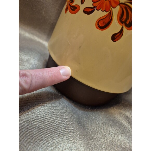 Vintage CORNING Thermos Coffee Tea Carafe 1qt GARDEN Orange Brown Floral - Picture 6 of 14